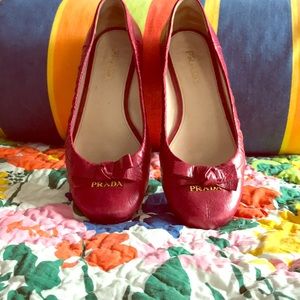 Red Prada Flats Size 7